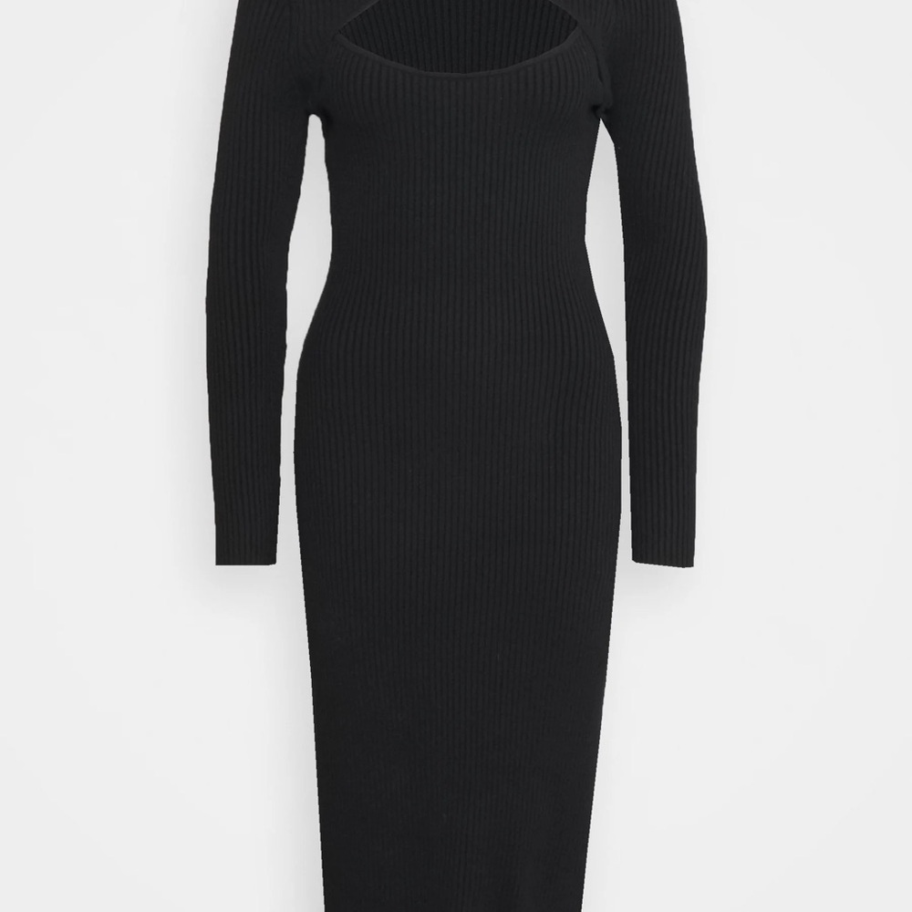 Abercrombie & Fitch Black Ribbed Long Sleeve Dress